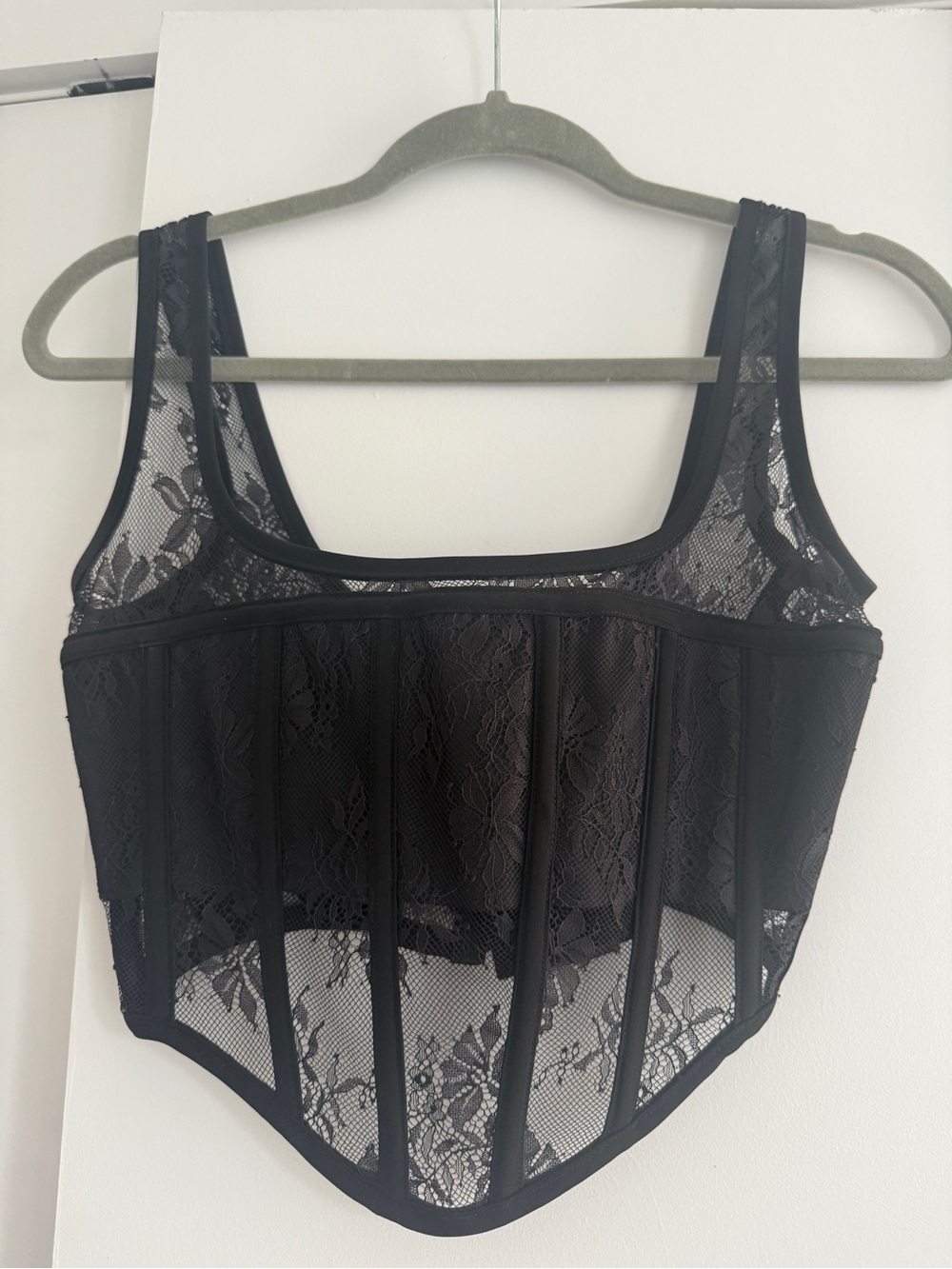 Meshki Black Lace Mesh Corset Tank